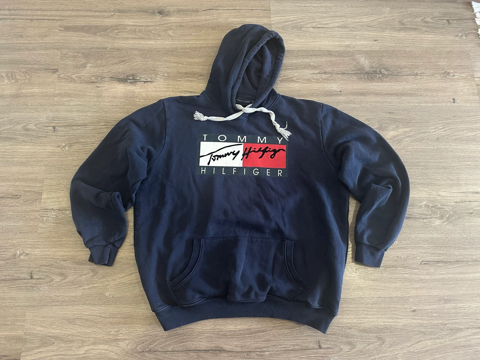 Tommy Hilfiger Sudadera con Capucha Azul Marino Logo Vintage